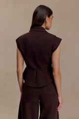 Charley Structured Tie Denim Top Chocolate