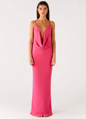 Pure Heart Cowl Maxi Dress Fuchsia