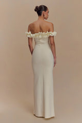 Nova Ruffle Off Shoulder Maxi Dress Ivory