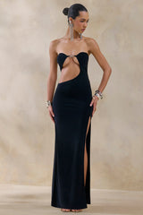 Feleicia Black Sweetheart Cut Out Maxi Dress With Split