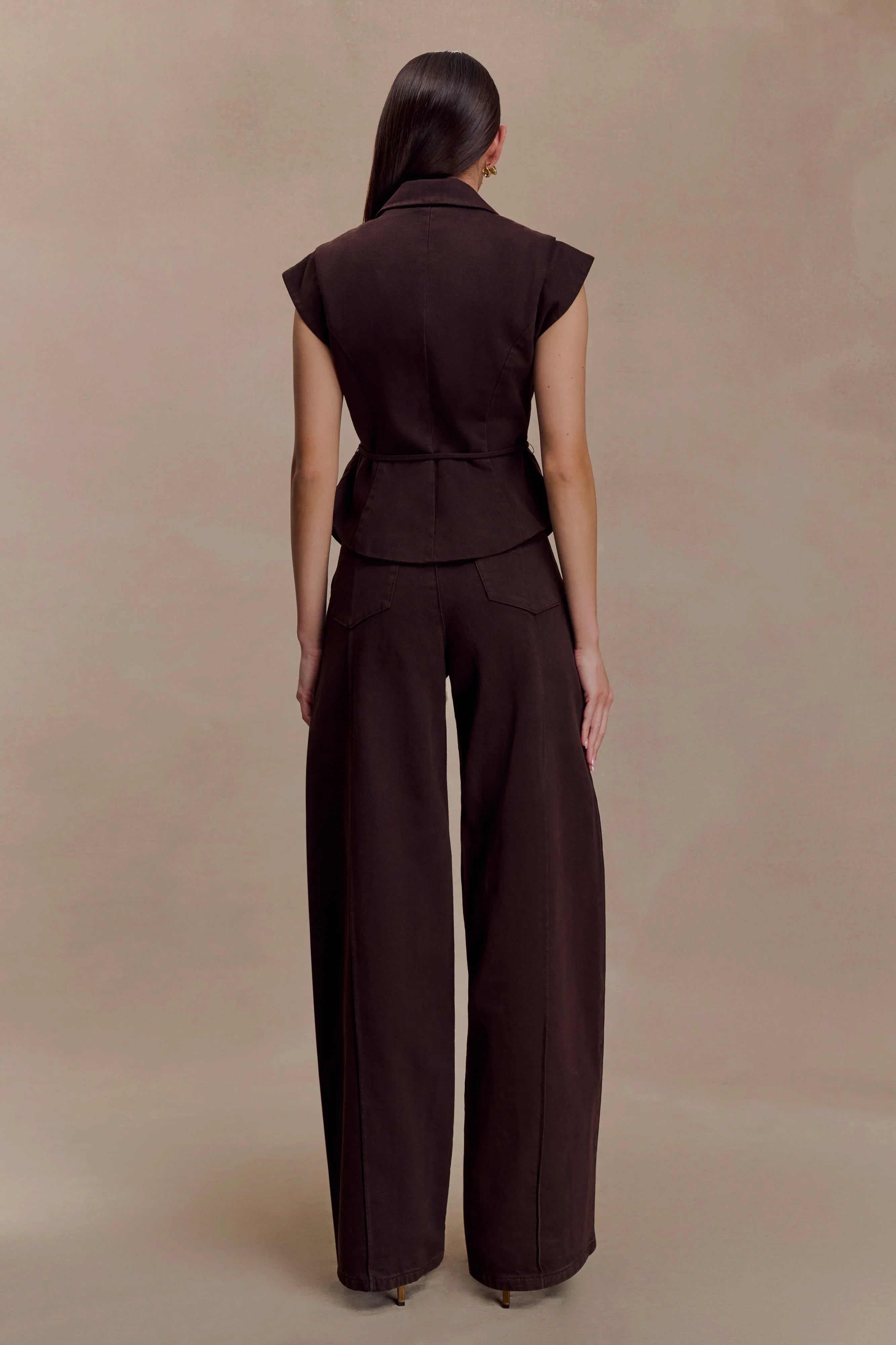 Charley Structured Tie Denim Top Chocolate