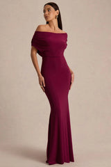 Bowden Berry Bardot Maxi Dress