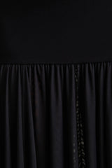 Gigi Black High Neck Maxi Dress With Drop Waist And Sheer Skirt