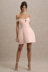 Lavender Pink Sweetheart Mini Dress With Bow Detail