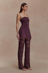 Trena Crochet Knit Pants Chocolate