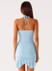Spears Halter Mesh Mini Dress Blue