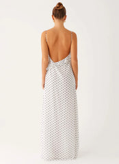 Harri Maxi Dress White Polka Dot