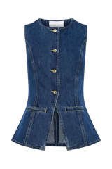Abel Denim Button Up Top Dark Blue