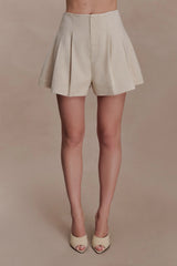 Martine Pleated Linen Short Natural