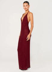 Keliese Beaded Maxi Dress Burgundy