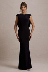 To The Moon Black Cowl Back Maxi Dress