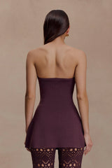 Anette Bandage Knit Strapless Top Chocolate