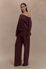Aiden Slouchy Crew Jumper Chocolate