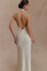 Elyna Slinky Halter Maxi Dress Ivory