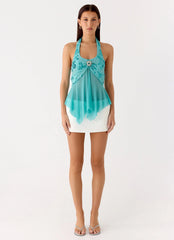 Feature Me Beaded Top Blue