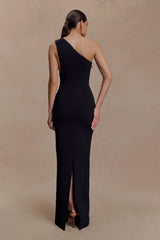 Milena One Shoulder Crepe Maxi Dress Black
