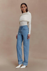 Kirralee Straight Leg Cuffed Jeans Classic Blue