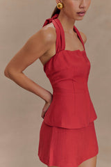 Kallie Linen Skort Burnt Rose