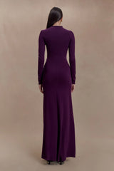 Grayson Knit Chiffon Maxi Dress Plum