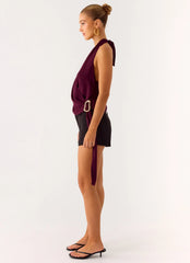 Teaha Wrap Top Plum