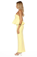 Olina Yellow Crepe Maxi Skirt