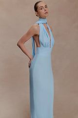 Nadine Halter Chiffon Maxi Dress Blue