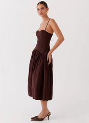 Yvette Corset Midi Dress Chocolate
