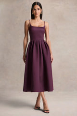 Jamila Plum Scoop Neck Midi Dress