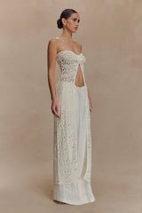 Aeline Strapless Crochet Knit Top Ivory