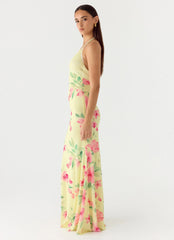 Takedown Halter Maxi Dress Lemon Soleil
