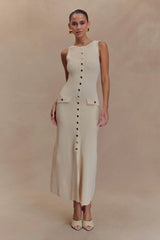 Sawyer Sleeveless Buttoned Maxi Dress Ivory
