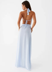 Elysia Chiffon Maxi Dress Baby Blue