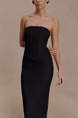 Gemma Strapless Mesh Maxi Dress Black