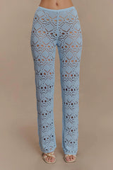Trena Crochet Knit Pants Sky Blue