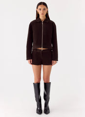 Jeremy Faux Suede Shorts Chocolate