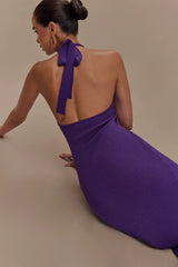 Melodie Halter Knit Maxi Dress Purple