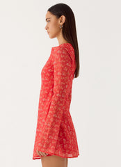 Sabella Mini Dress Magenta Red Rose