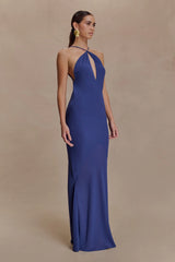 Nerea Slip Halter Maxi Dress Purple Ink