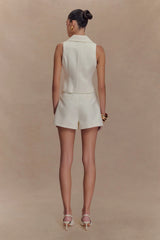 Alix Mixed Button Vest Ivory