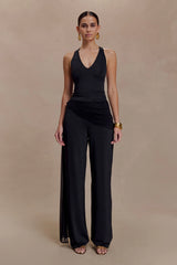 Aspyn Slinky Gathered Wide Leg Pants Black
