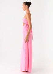 Falling Forever Strapless Beaded Maxi Dress Pink