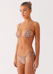 Soffa Bikini Top Brown Check
