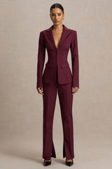 Wonder Woman Burgundy High Waist Tailored Trousers With Hem Split