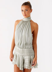 Willow Chiffon Mini Dress Green
