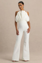 Riga White Ruffled Asymmetric Jumpsuit