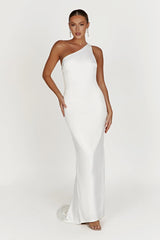 Harper One Shoulder Gown White