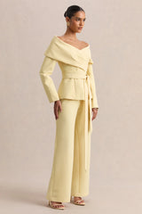 Empress Lemon Bardot Neck Tailored Top