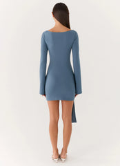 Holiday Scene Mini Dress Coastal Blue