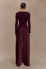 Culver Draped Twist Knit Top Wine