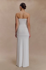 Mirren Strapless Slinky Maxi Dress White